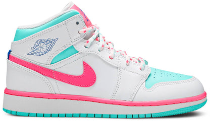 Air Jordan 1 Mid White Pink Green Soar