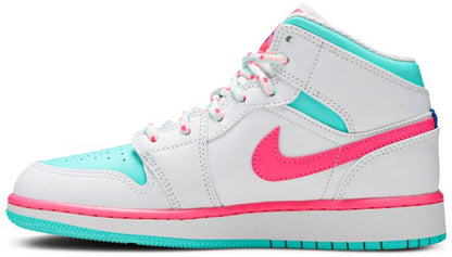 Air Jordan 1 Mid White Pink Green Soar