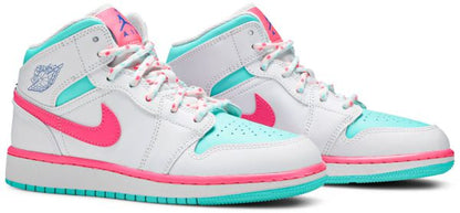 Air Jordan 1 Mid White Pink Green Soar