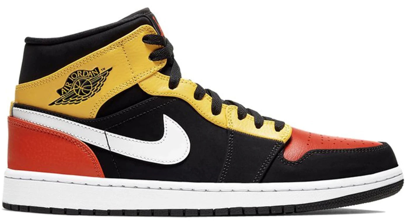 Air Jordan 1 Mid Black Amarillo Orange